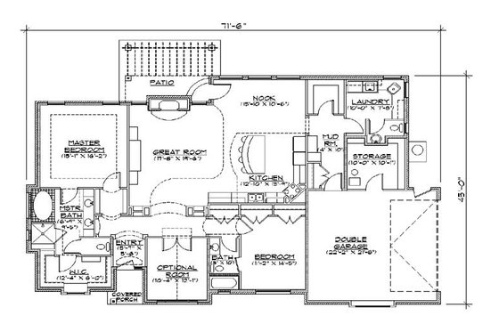Floor Plan - Main Floor for Traditional House Plan #5-274 - 2 bed, 2.5 bath