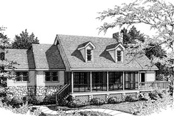 Exterior - Front Elevation for Country House Plan #10-109 - 3 bed, 2 bath