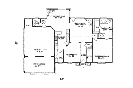 Floor Plan - Main Floor for European House Plan #81-483 - 4 bed, 3.5 bath