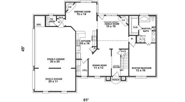 Floor Plan - Main Floor for European House Plan #81-483 - 4 bed, 3.5 bath
