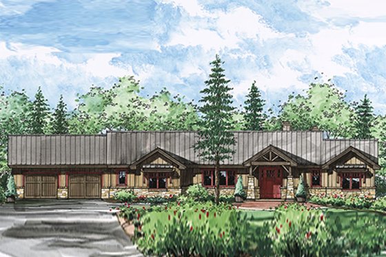 Exterior - Front Elevation 5 for Craftsman House Plan #935-12 - 3 bed, 2 bath