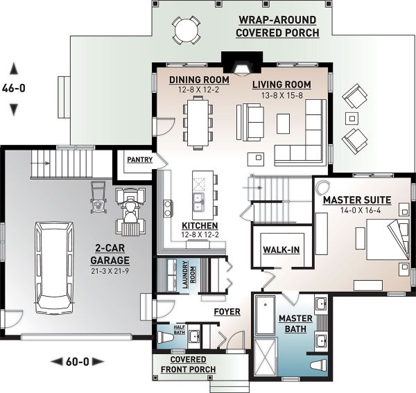 House Blueprint - Craftsman Floor Plan - Main Floor Plan #23-2709