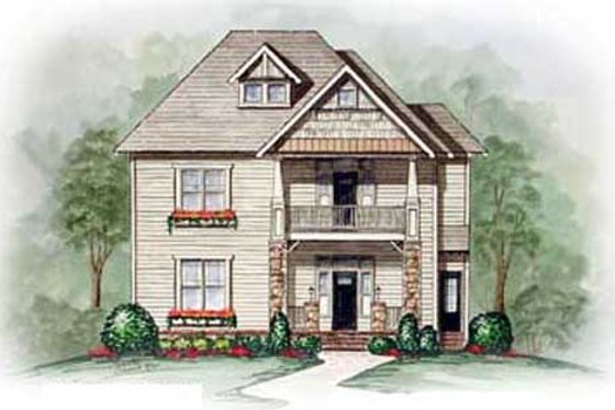 Exterior - Front Elevation for Craftsman House Plan #54-124 - 3 bed, 2.5 bath