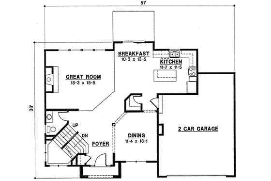 Floor Plan - Main Floor for Traditional House Plan #67-826 - 4 bed, 3 bath