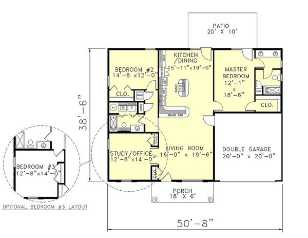 Southern Floor Plan - Main Floor Plan #44-136