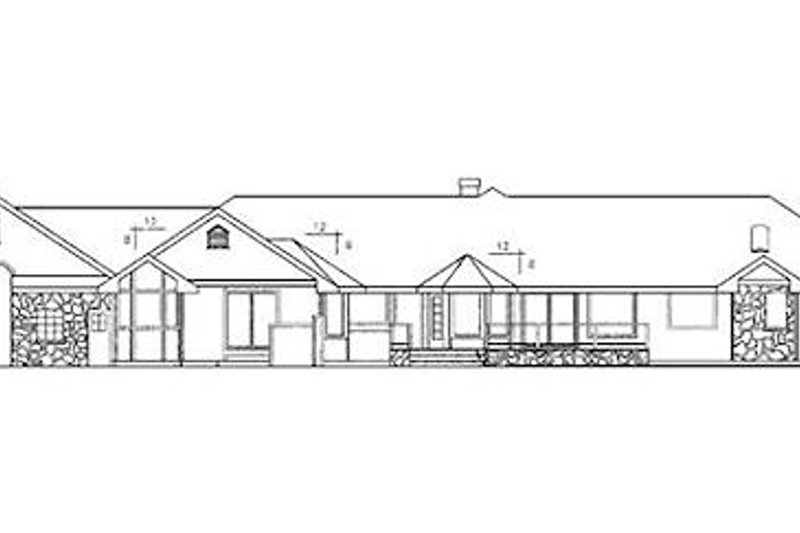 Home Plan - Exterior - Rear Elevation for Ranch House Plan #60-205 - 4 bed, 3.5 bath