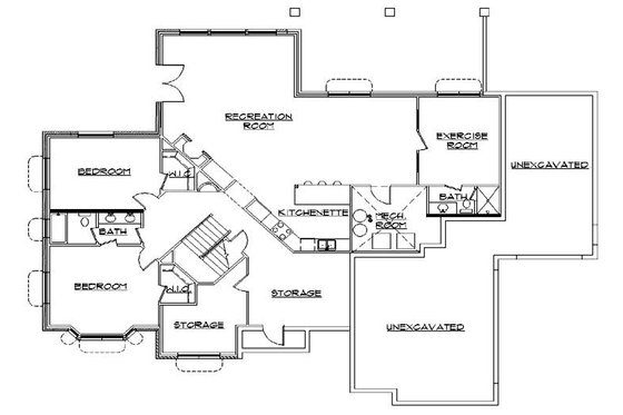 Floor Plan - Lower Floor for Traditional House Plan #5-286 - 6 bed, 3.5 bath