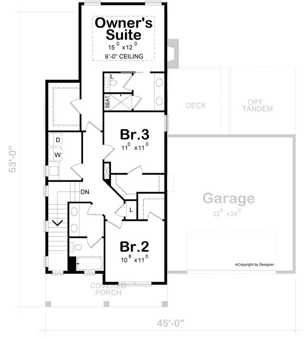 Architectural House Design - Craftsman Floor Plan - Upper Floor Plan #20-2189