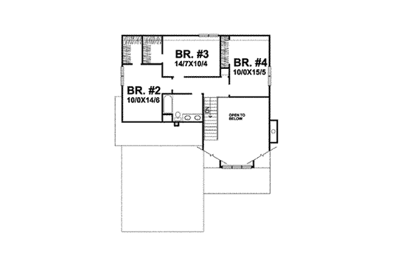 Floor Plan - Upper Floor for Bungalow House Plan #50-279 - 4 bed, 2.5 bath
