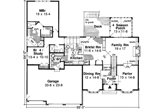 Floor Plan - Main Floor for European House Plan #312-142 - 4 bed, 3 bath
