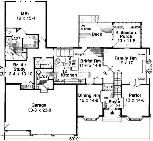 Floor Plan - Main Floor for European House Plan #312-142 - 4 bed, 3 bath
