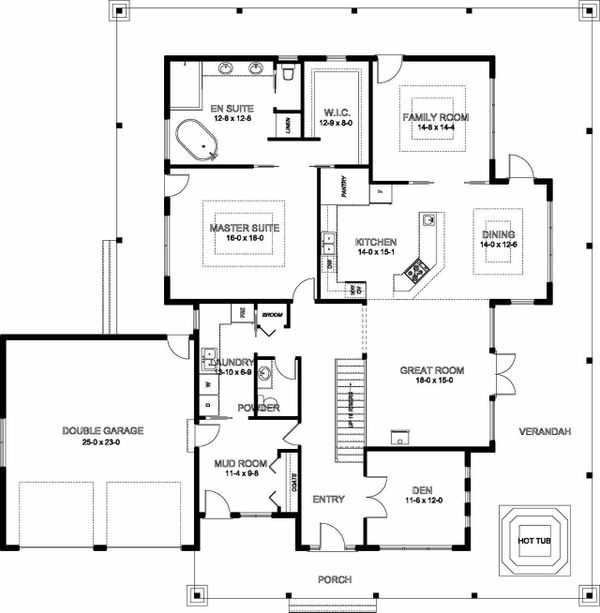 Architectural House Design - Craftsman Floor Plan - Main Floor Plan #126-210