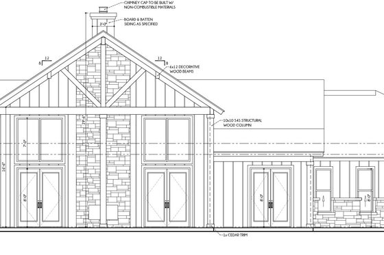 Exterior - Rear Elevation for Craftsman House Plan #1110-12 - 3 bed, 3 bath