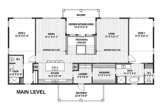 Floor Plan - Main Floor for Barndominium House Plan #569-37 - 2 bed, 3 bath