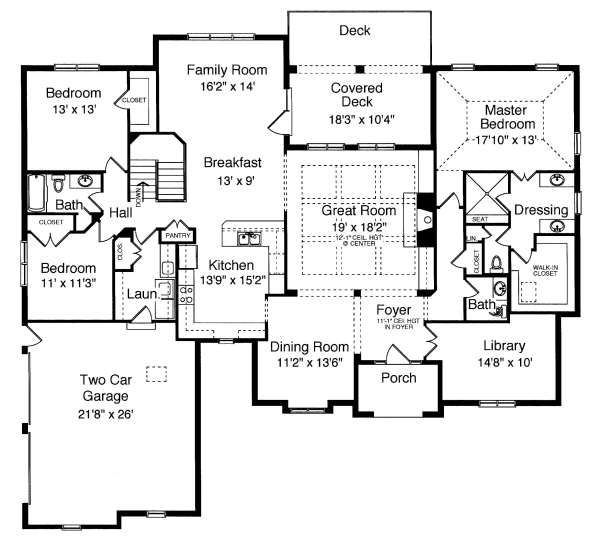 Dream House Plan - Traditional Floor Plan - Main Floor Plan #46-405