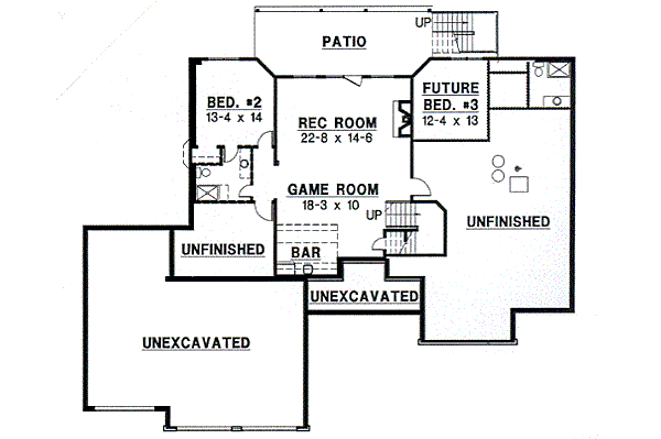 Traditional Floor Plan - Lower Floor Plan #67-378