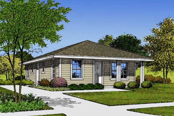 Exterior - Front Elevation for Ranch House Plan #417-102 - 3 bed, 1 bath
