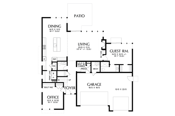 Floor Plan - Main Floor for Contemporary House Plan #48-1005 - 4 bed, 3.5 bath
