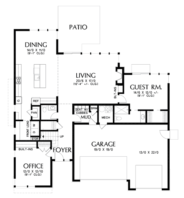 House Blueprint - Contemporary Floor Plan - Main Floor Plan #48-1005
