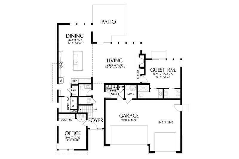 House Blueprint - Floor Plan - Main Floor for Contemporary House Plan #48-1005 - 4 bed, 3.5 bath