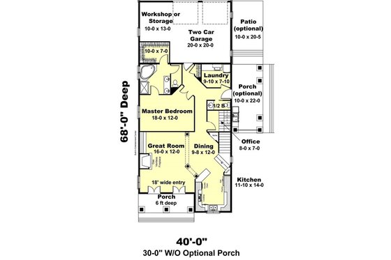 Floor Plan - Main Floor for Traditional House Plan #44-184 - 4 bed, 2.5 bath