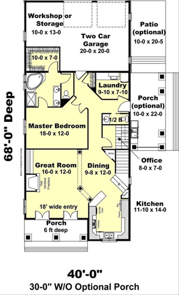 Architectural House Design - Traditional Floor Plan - Main Floor Plan #44-184