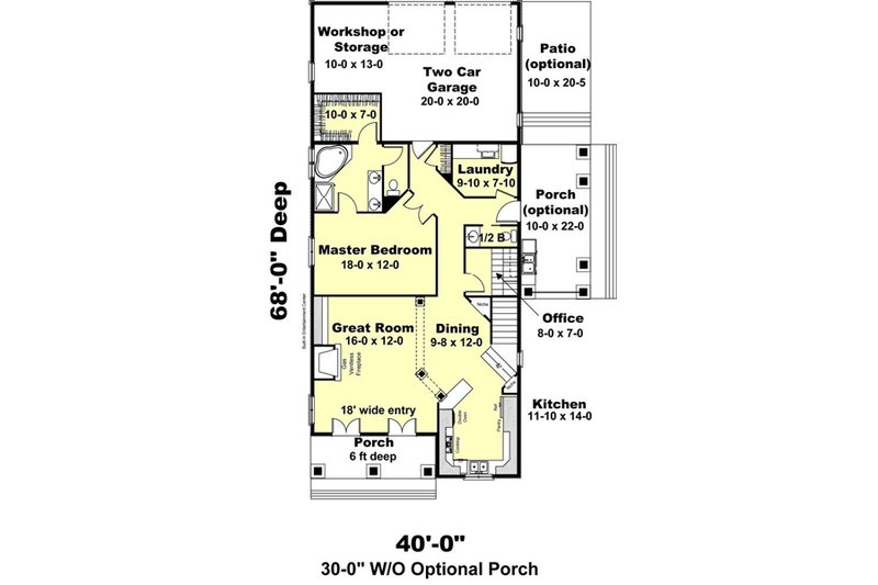 Home Plan - Floor Plan - Main Floor for Traditional House Plan #44-184 - 4 bed, 2.5 bath