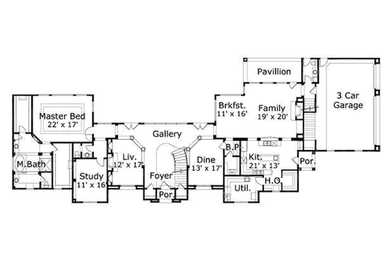Floor Plan - Main Floor for European House Plan #411-185 - 4 bed, 5 bath