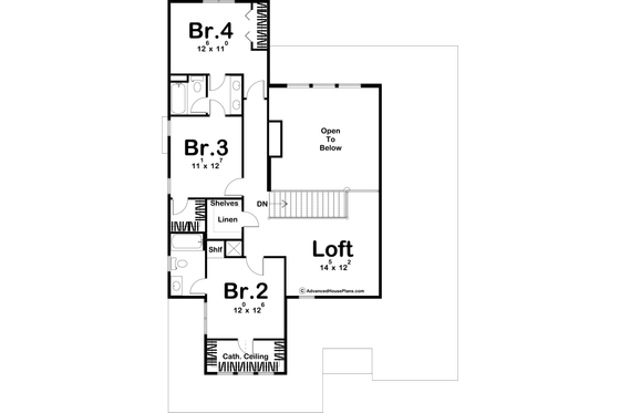 Floor Plan - Upper Floor for Modern House Plan #455-284 - 4 bed, 3.5 bath