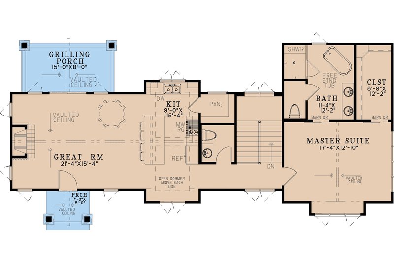 House Blueprint - Floor Plan - Main Floor for Cottage House Plan #923-345 - 2 bed, 2.5 bath