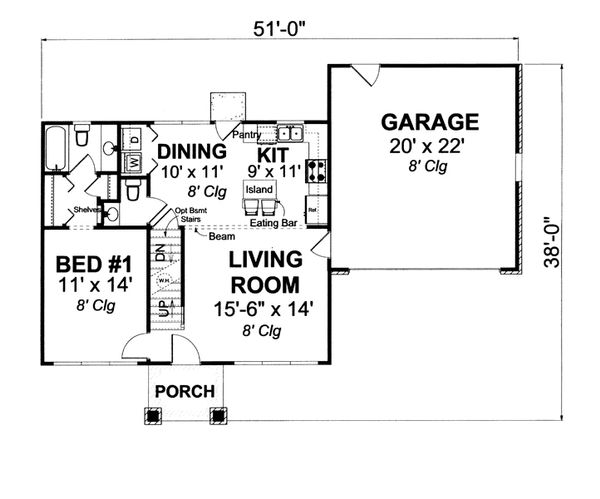 Country Floor Plan - Main Floor Plan #513-2058