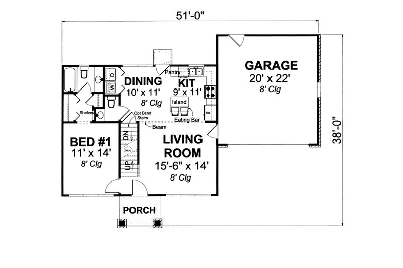 Home Plan - Floor Plan - Main Floor for Country House Plan #513-2058 - 3 bed, 2.5 bath