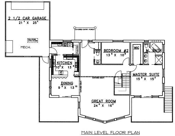 Home Plan - Floor Plan - Main Floor for Contemporary House Plan #117-519 - 3 bed, 2.5 bath