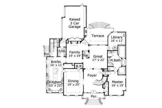 Floor Plan - Main Floor for Colonial House Plan #411-479 - 5 bed, 4.5 bath