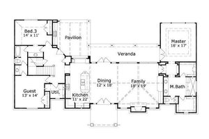 Floor Plan - Main Floor for Mediterranean House Plan #411-669 - 3 bed, 3 bath