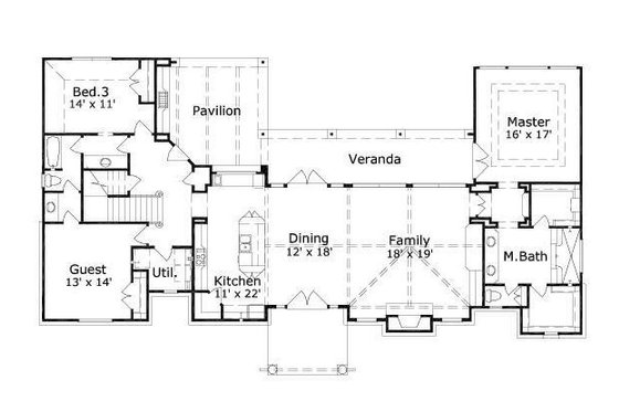 Floor Plan - Main Floor for Mediterranean House Plan #411-669 - 3 bed, 3 bath