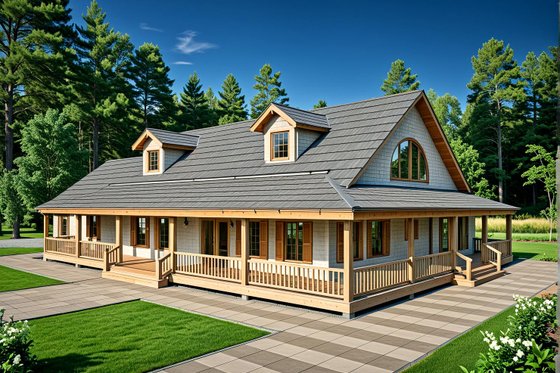 Exterior - Front Elevation for Traditional House Plan #117-421 - 3 bed, 2 bath