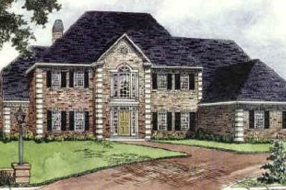 Exterior - Front Elevation for European House Plan #16-236 - 4 bed, 4.5 bath