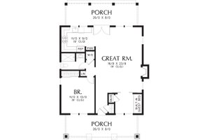 Floor Plan - Main Floor for Bungalow House Plan #48-666 - 1 bed, 1 bath