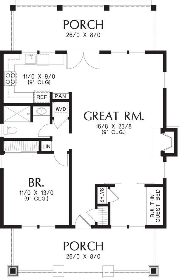 Architectural House Design - Bungalow Floor Plan - Main Floor Plan #48-666