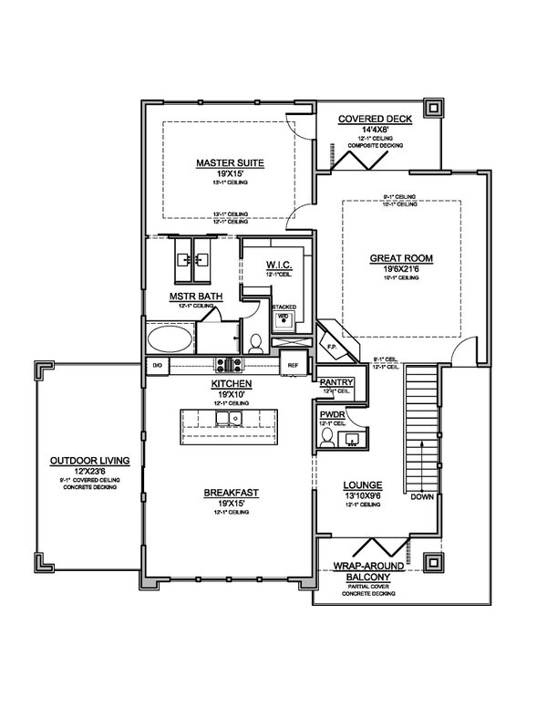 Contemporary Floor Plan - Upper Floor Plan #1073-38