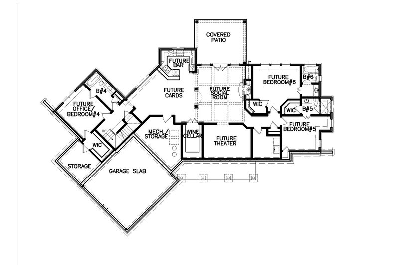 House Blueprint - Floor Plan - Lower Floor for Farmhouse House Plan #54-384 - 3 bed, 2 bath