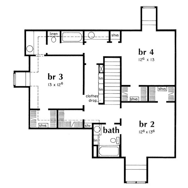 Southern Floor Plan - Upper Floor Plan #36-250