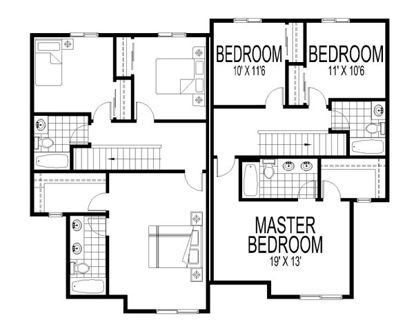 Contemporary Floor Plan - Upper Floor Plan #112-257