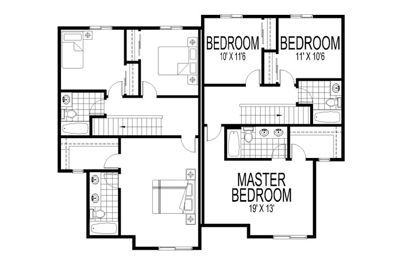 Home Plan - Floor Plan - Upper Floor for Contemporary House Plan #112-257 - 3 bed, 2.5 bath