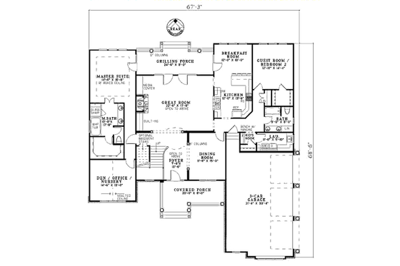 Floor Plan - Main Floor for Traditional House Plan #17-2147 - 4 bed, 3 bath
