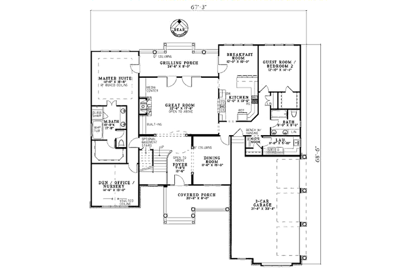 Architectural House Design - Floor Plan - Main Floor for Traditional House Plan #17-2147 - 4 bed, 3 bath