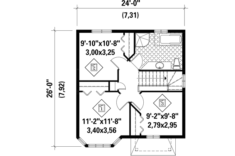 Dream House Plan - Floor Plan - Upper Floor for Victorian House Plan #25-4722 - 3 bed, 1 bath