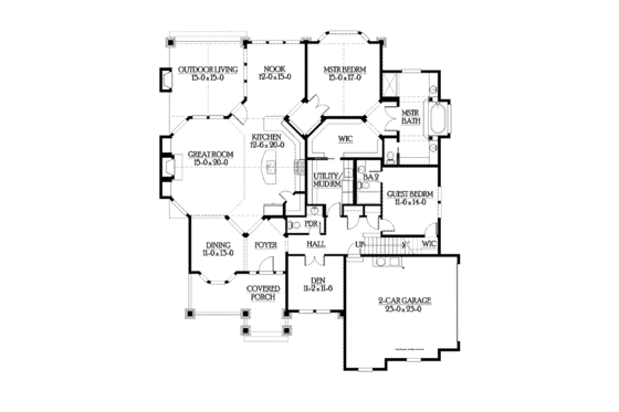 Floor Plan - Main Floor for Country House Plan #132-204 - 3 bed, 3.5 bath