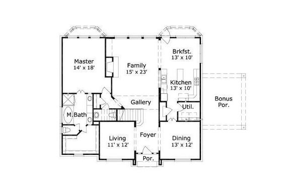 Floor Plan - Main Floor for European House Plan #411-510 - 4 bed, 3.5 bath